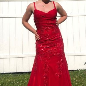 Red beaded gown